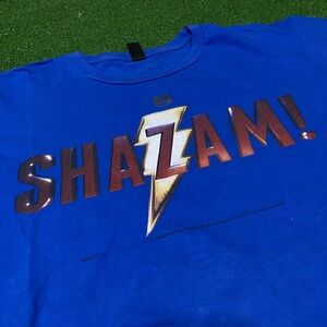 DC Comics Super Hero Shazam Movie Promo T-Shirt Anvil Size XL Blue